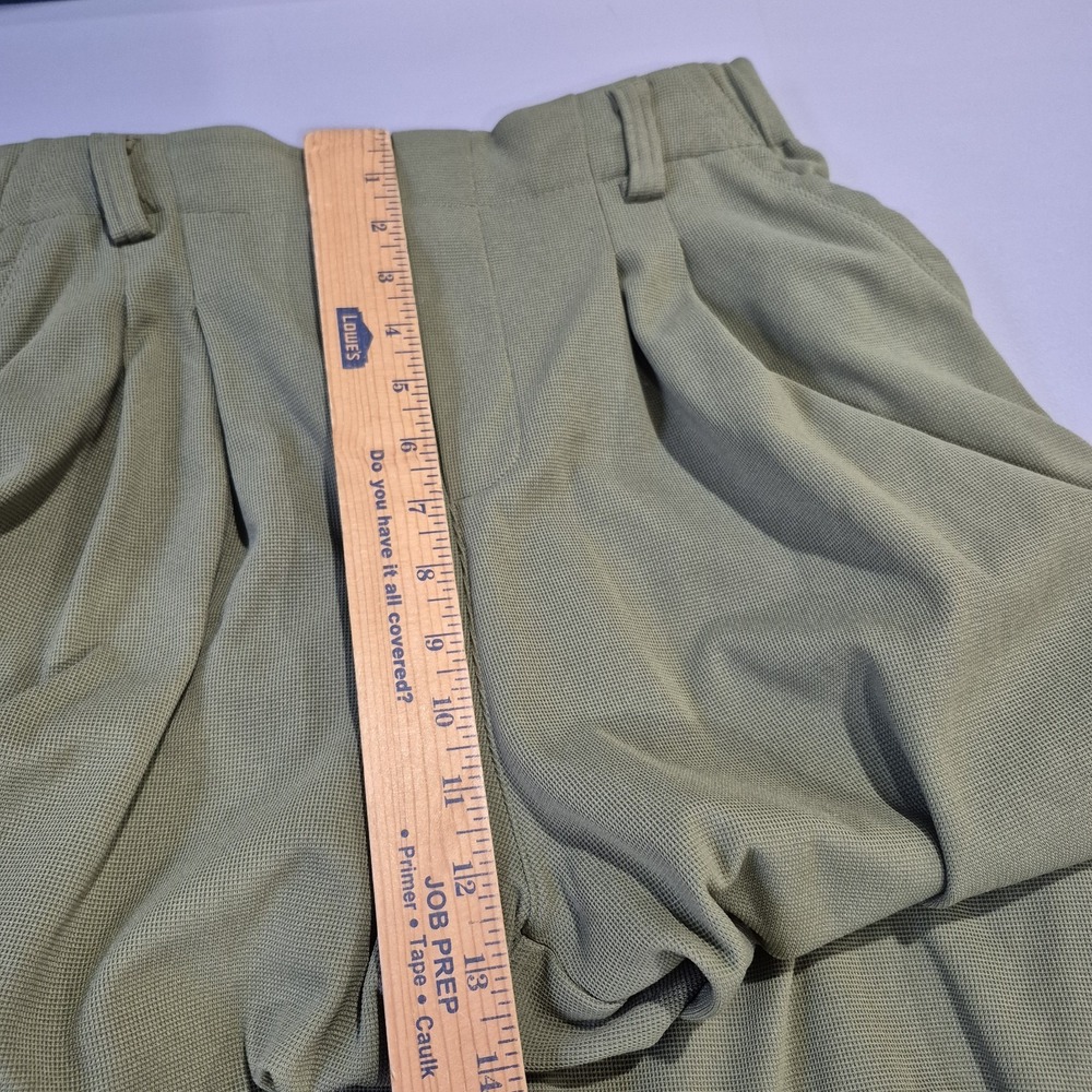 Halara Pants Womens Small Olive Green Waffle Knit Wide Leg Pleated Work Office - Picture 7 of 9